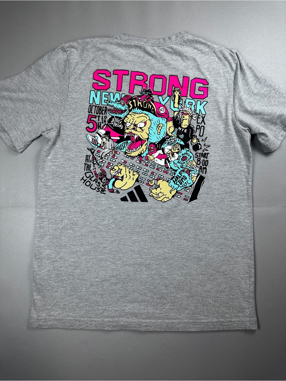 Adidas Strong New York Graphic T-Shirt Men’s S Grey NYC Event Tee